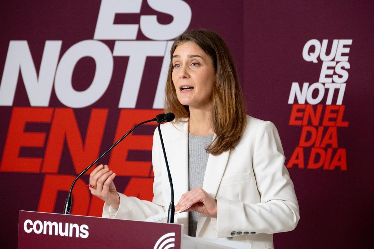 La líder de los Comuns en el Parlament, Jéssica Albiach, explicando las condiciones para los presupuestos de 2026