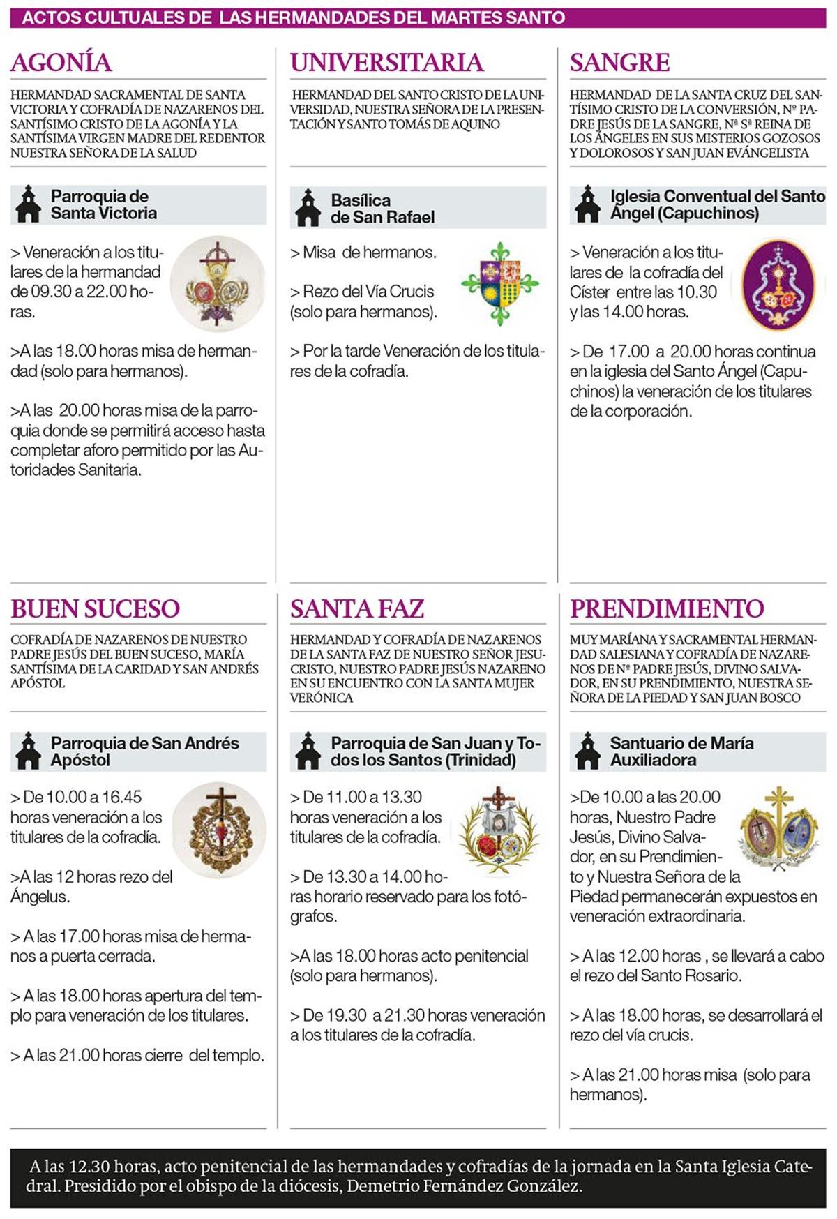 Actos de las hermandades el Martes Santo