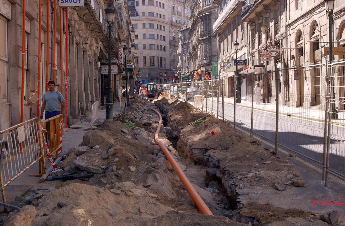 Nuevas obras en la Rúa Carral, en 2005.
