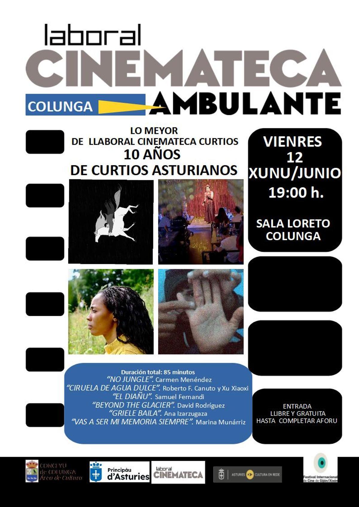 Cartel de las últimas sesiones de la Cinemateca Ambulante de Colunga.