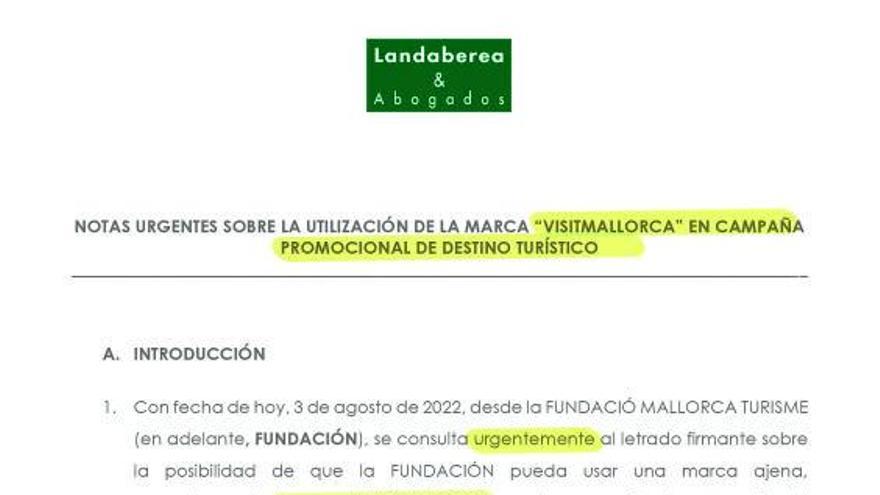 El Consell pagó 14.000 euros el 3 de agosto por un informe sobre la marca Visit Mallorca