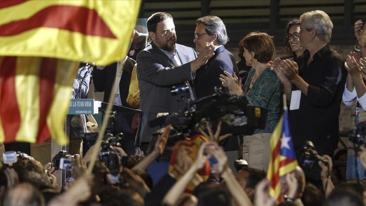 Comparecencia de Junts pel sí después de los resultados del 27-S