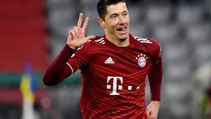 Robert Lewandowski celebrando un gol