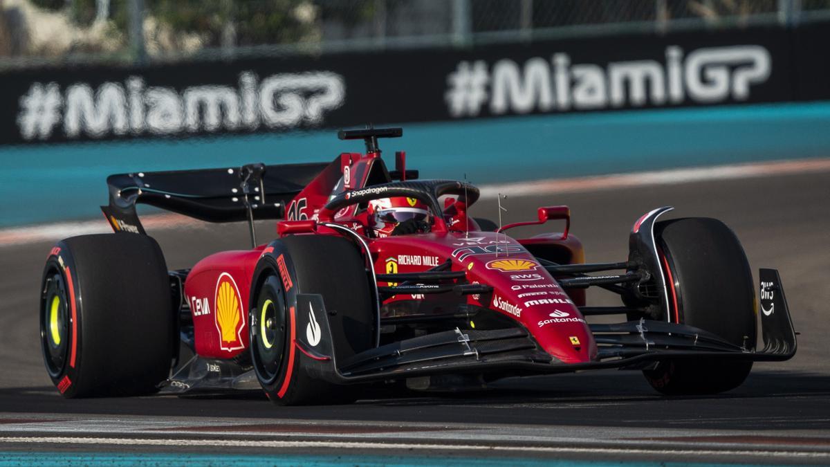 El líder del Mundial de Fórmula 1, Charles Leclerc, en el circuito de Miami.