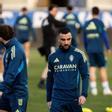 Rober González, en un entrenamiento con el Real Zaragoza.
