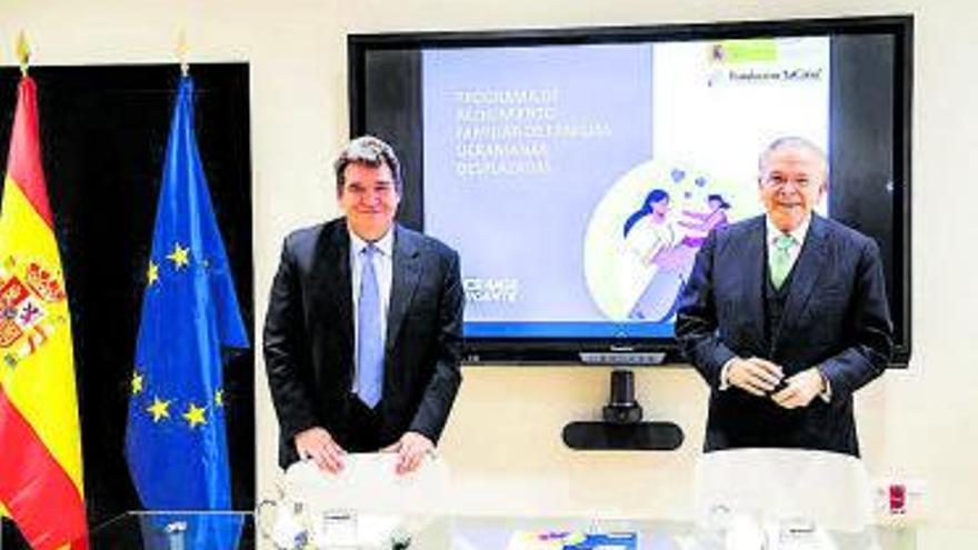 José Luis Escrivá e Isidro Fainé durante la presentación del proyecto.