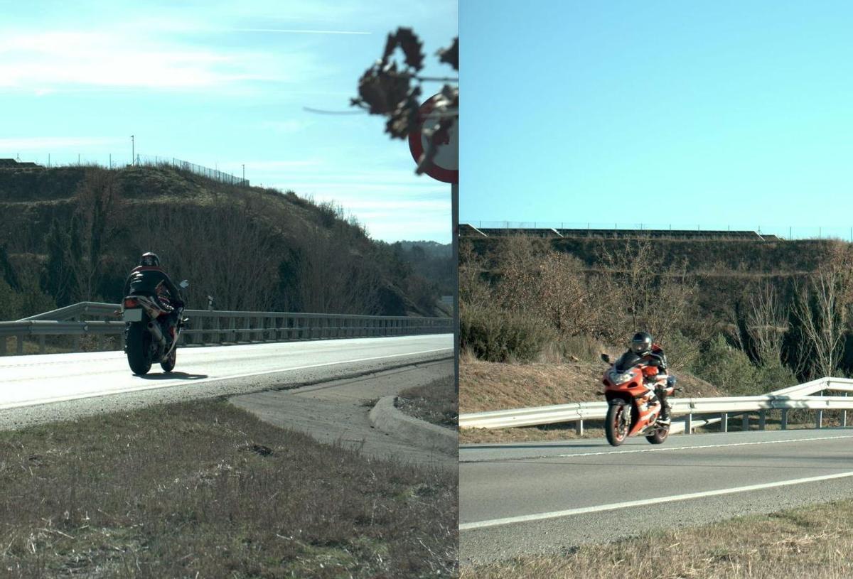 Imagen de las dos capturas del exceso de velocidad del motorista