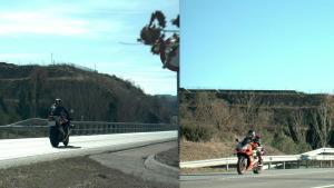 Imagen de las dos capturas del exceso de velocidad del motorista