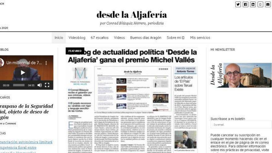 El blog de actualidad política ‘Desde la Aljafería’ gana el premio Michel Vallés