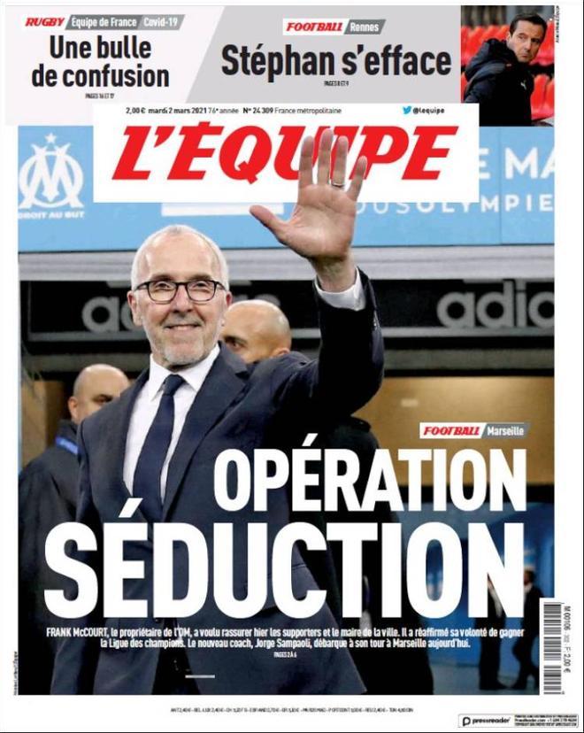 La portada de lÉquipe del 2/03/2021