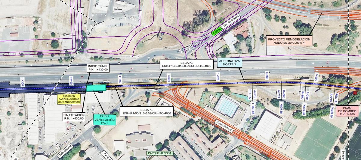 Recorrido de la conexión ferroviaria entre Santa Justa y el aeropuerto de San Pablo