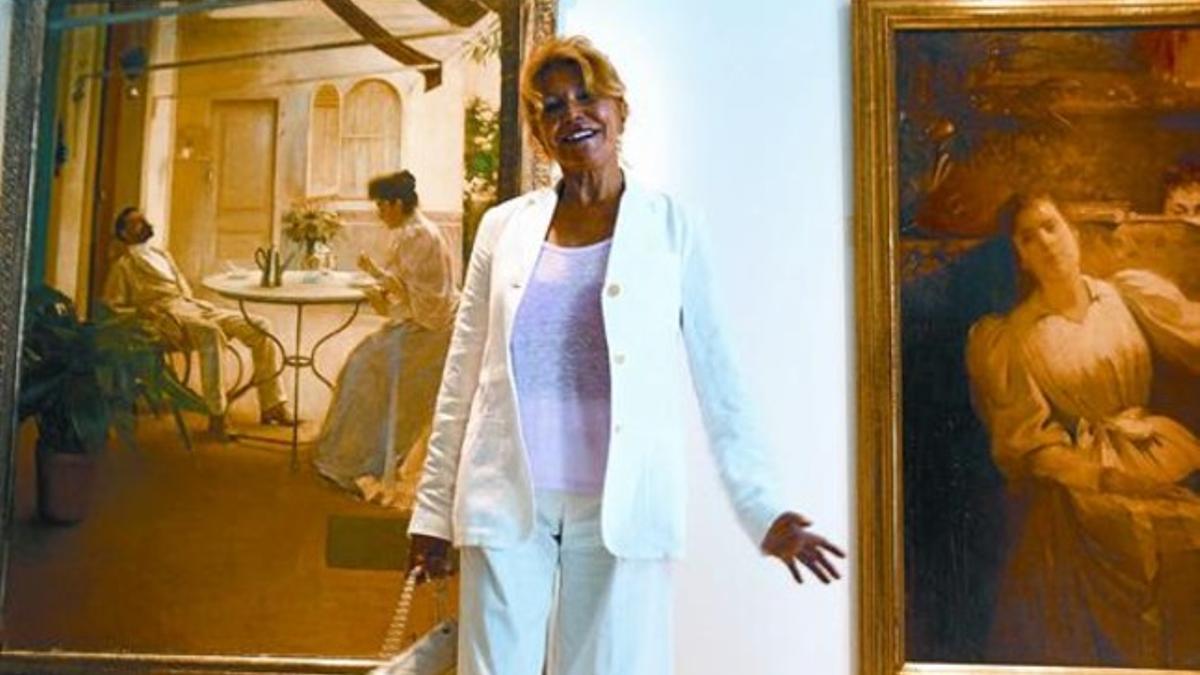 Carmen Thyssen, durante la apertura  de una muestra de su colección, ayer en Sant Feliu de Guíxols.