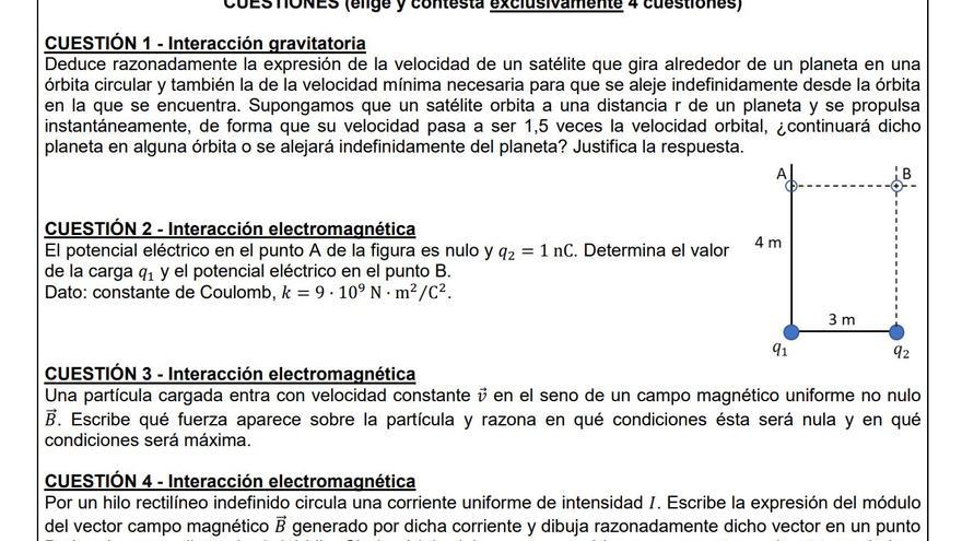 Este ha sido el examen de Física en la Selectividad