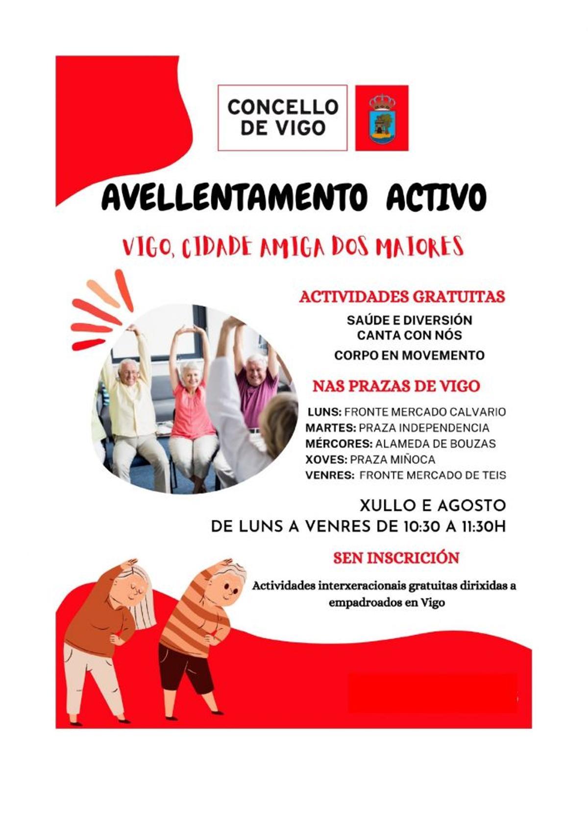 Cartel con la programación de las actividades intergeneracionales.