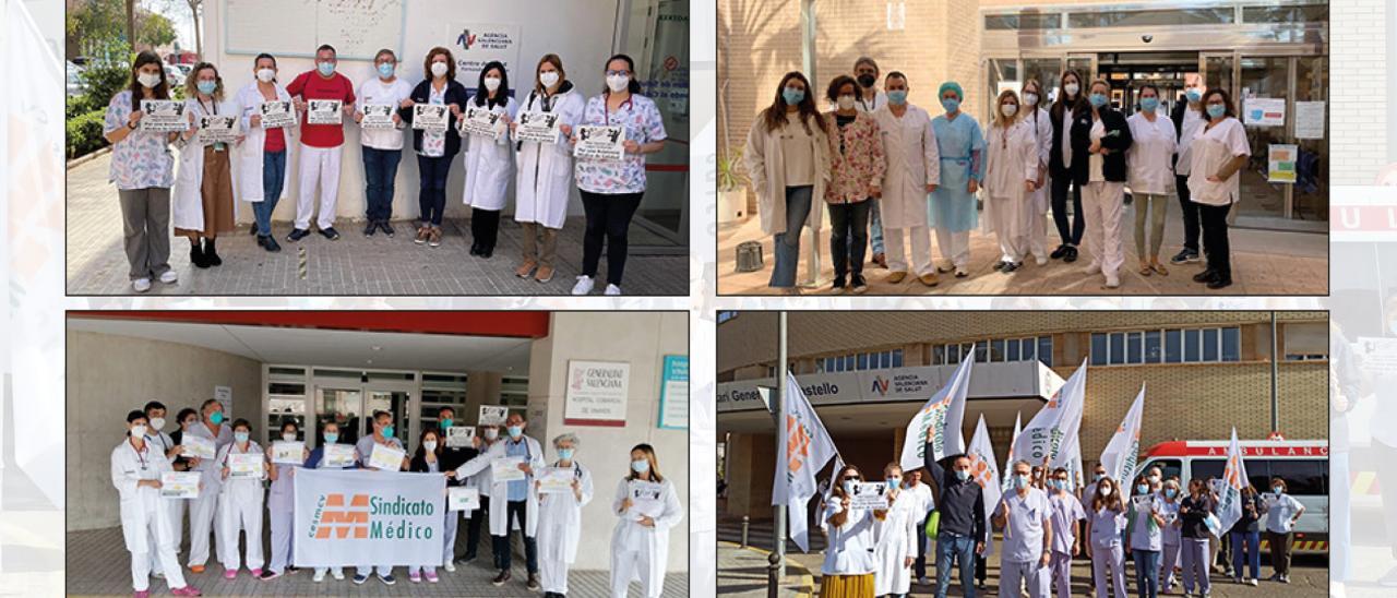 Protestas de médicos ante hospitales y centros de salud de Castellón.