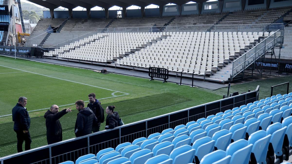 Vista general de la nueva grada supletoria instalada en la zona de Gol en Balaídos para los tres últimos partidos de la temporada. Estadio municipal de Balaídos. Obras
