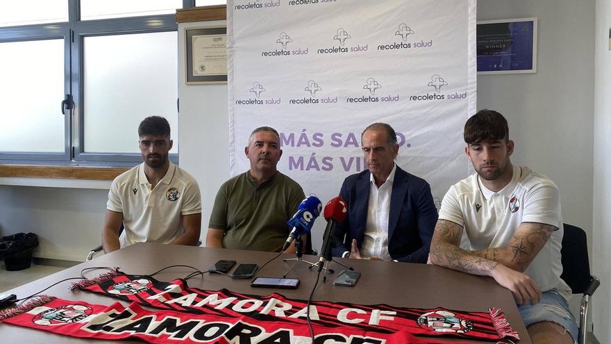 Adrián Pereda y Miki Codina se presentan en casa de Recoletas Salud, nuevo patrocinador del Zamora CF