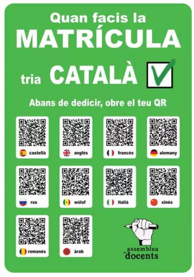 Auf zehn Sprachen gibt es die Kampagne der Assemblea de Docents für das Katalanische.