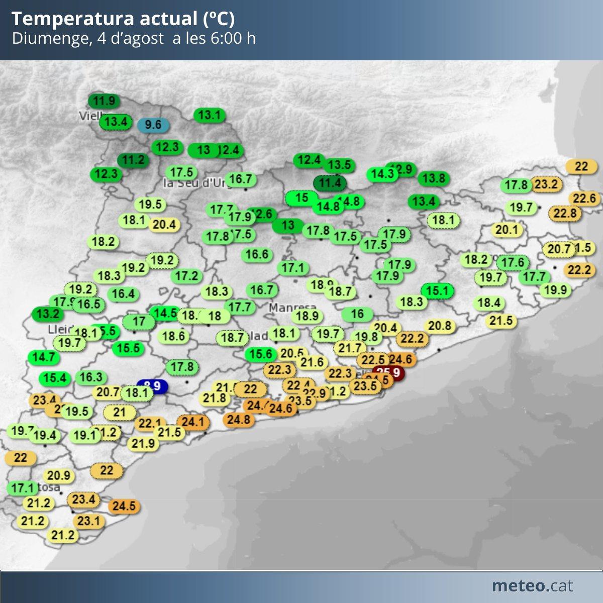 Temperautras a las 6h este domingo