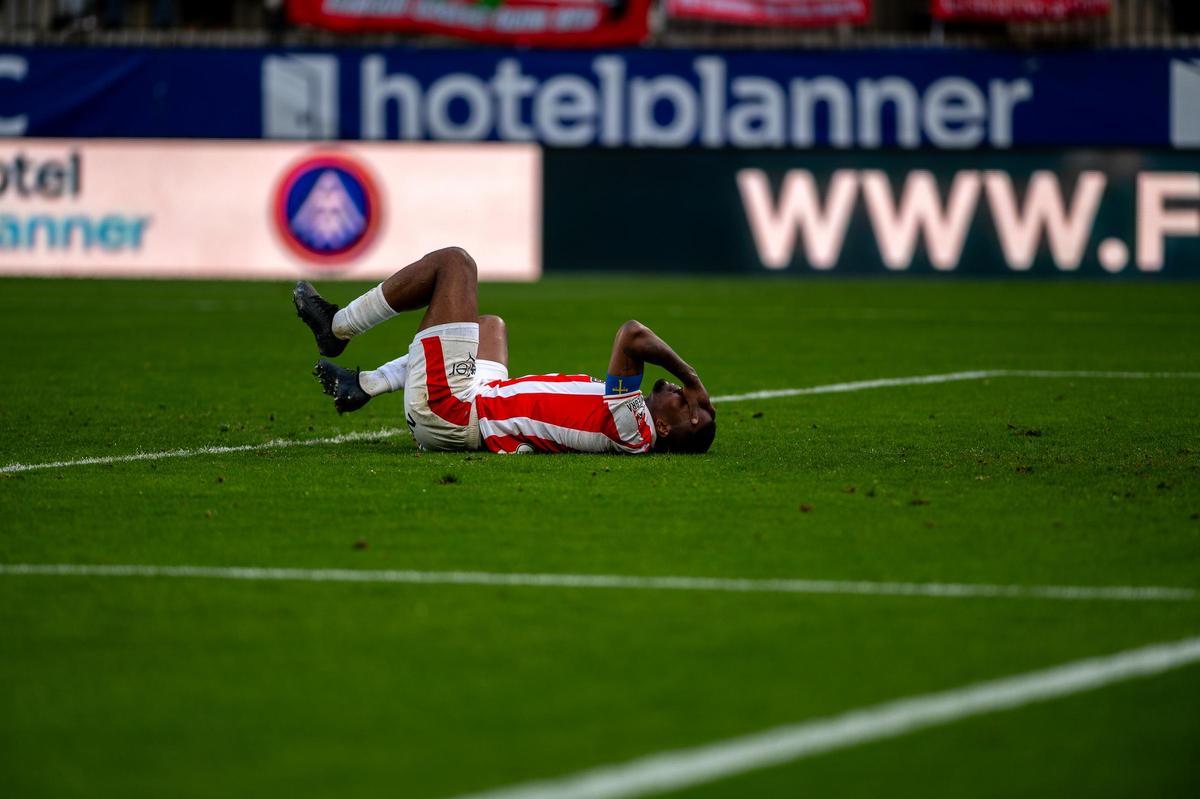 Juan Otero, jugador del Sporting, durante el último partido contra el Andorra.