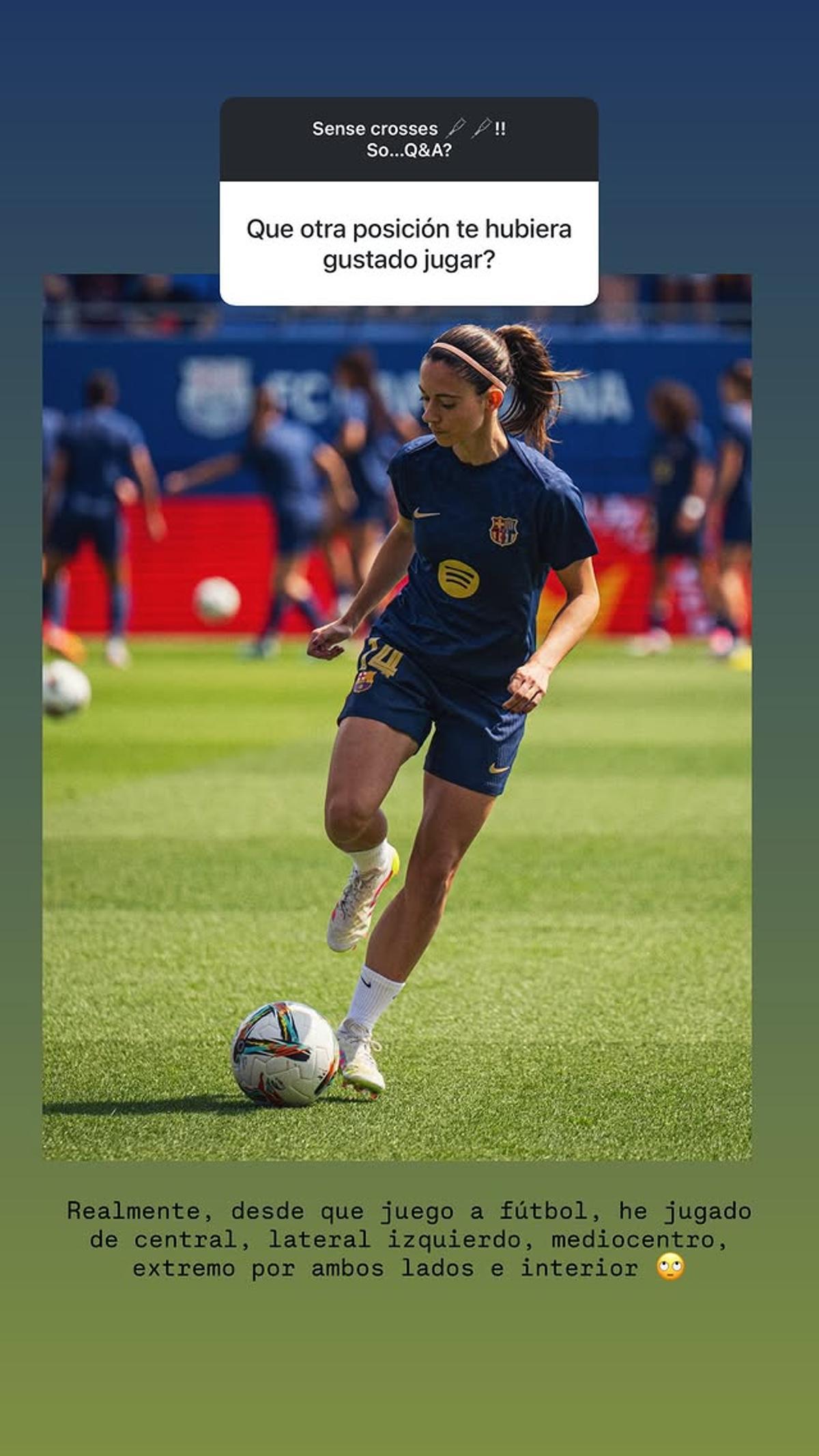 Aitana revela las posiciones que ha ocupado en el campo a lo largo de su carrera.