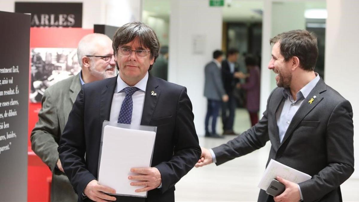 Puigdemont y Comín, hoy en el Parlamento Europeo.