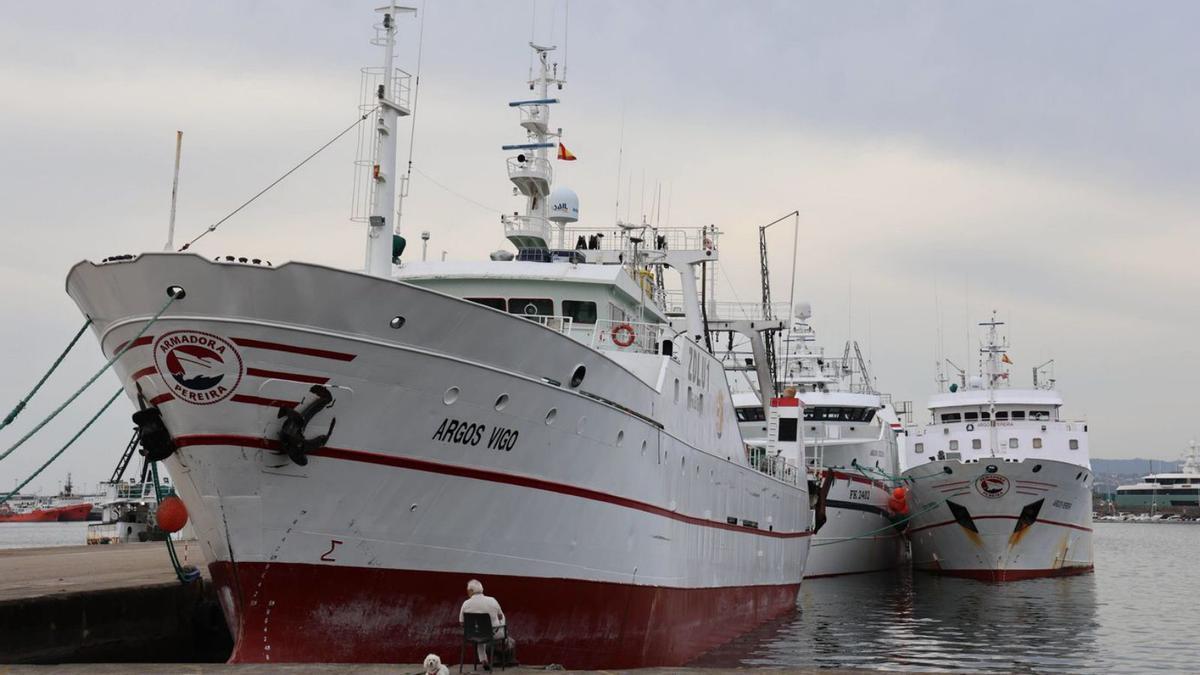 Barcos de la flota de Malvinas, en este caso de Pereira, en Beiramar.
