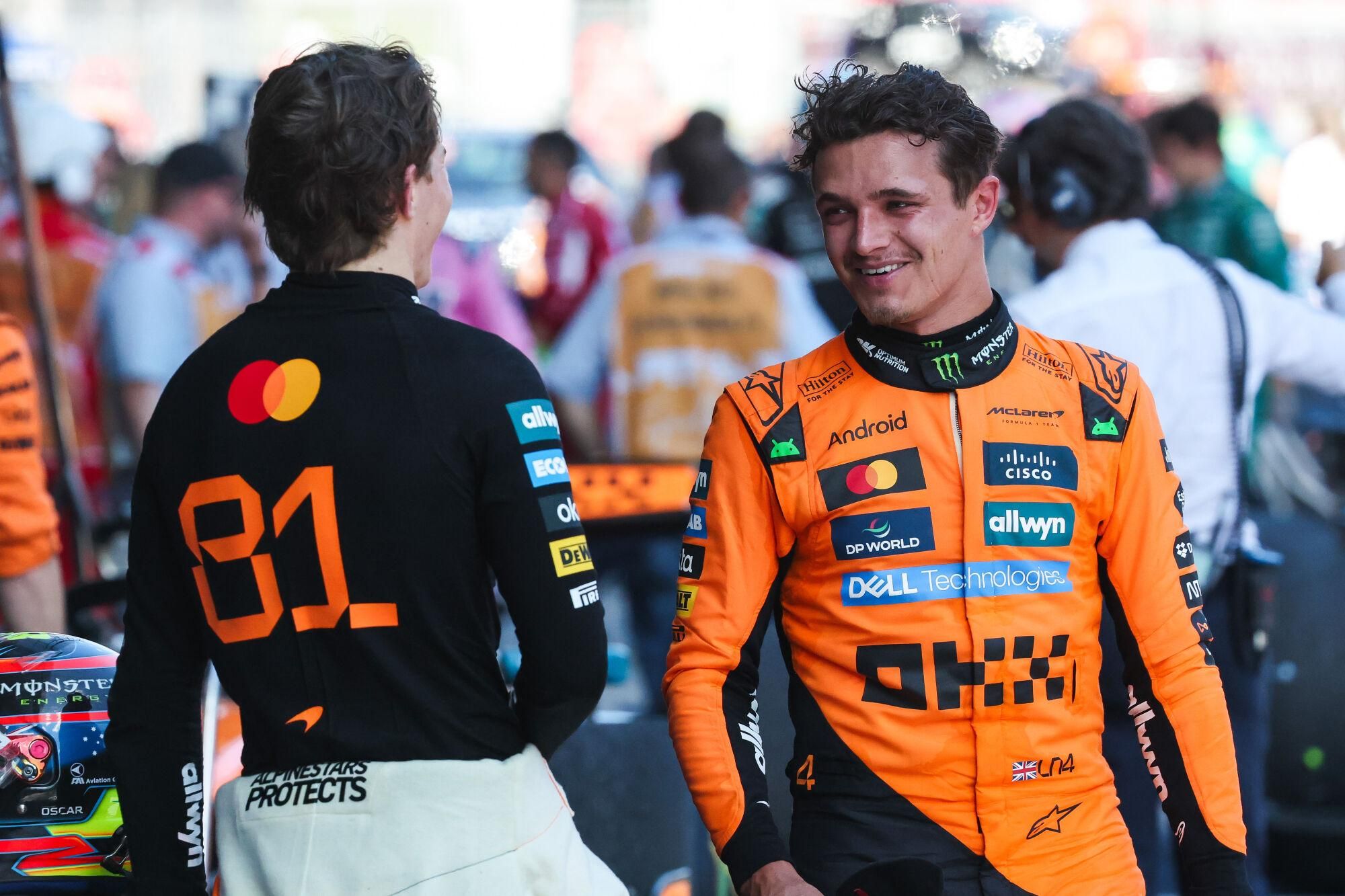 NORRIS Lando (gbr), McLaren F1 Team MCL39, portrait and PIASTRI Oscar (aus), McLaren F1 Team MCL39, portrait Parc firm during the Formula 1 MSC Cruises Austrian Grand Prix 2025, 11th round of the 2025 FIA Formula One World Championship from June 27 to 29, 2025 on the Red Bull Ring, in Spielberg, Austria - Photo Antonin Vincent / DPPI AFP7 29/06/2025 ONLY FOR USE IN SPAIN. ANTONIN VINCENT / DPPI / AFP7 / Europa Press;AUTRICHE;f1;formula 1;FORMULE 1;Motorsport;SPIELBERG;Sport;F1 - AUSTRIAN GRAND PRIX 2025;
