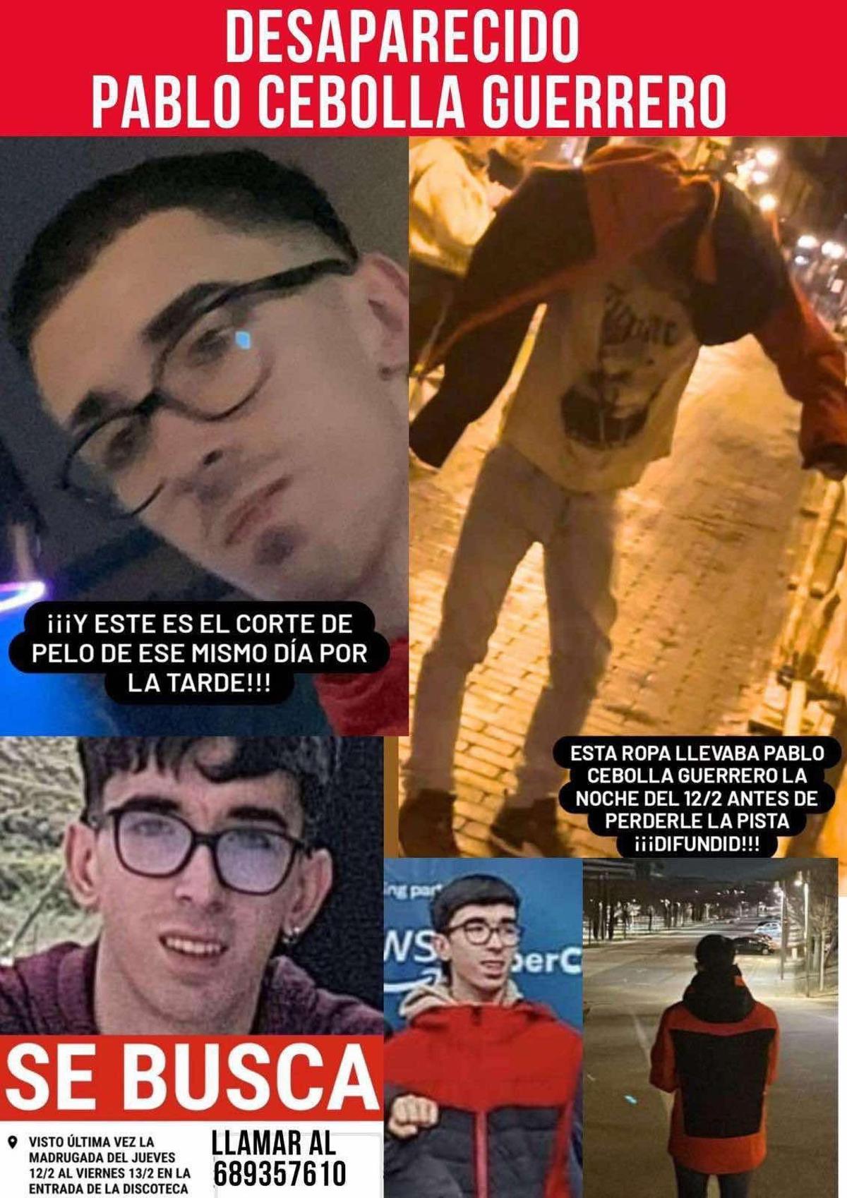 PabloCebolla Guerrero, un joven de 20 años desparecido la madrugada de este viernes en Zaragoza.