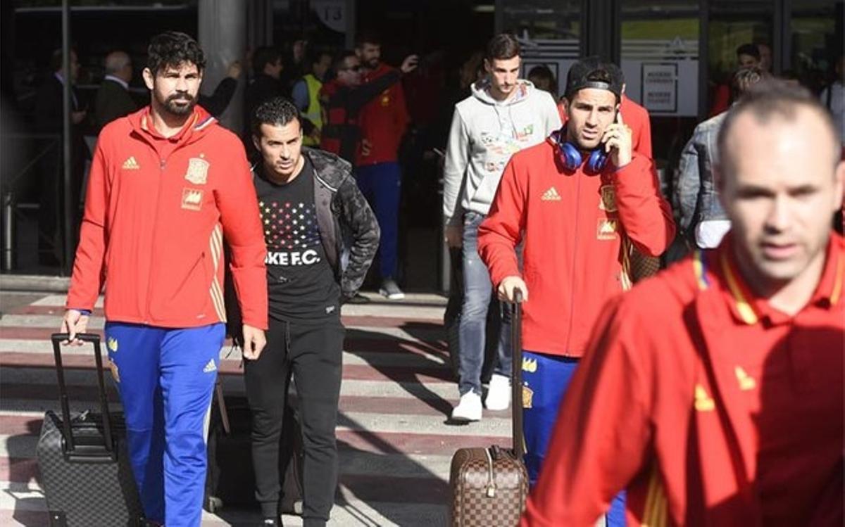 La selección española al aterrizar en el aeropuerto Adolfo Suárez Madrid-Barajas