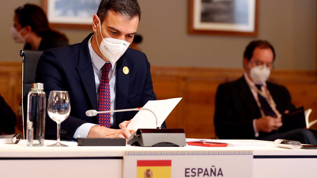 El presidente del Gobierno, Pedro Sánchez, en la sesión plenaria de jefes de Estado y de Gobierno de Iberoamérica.