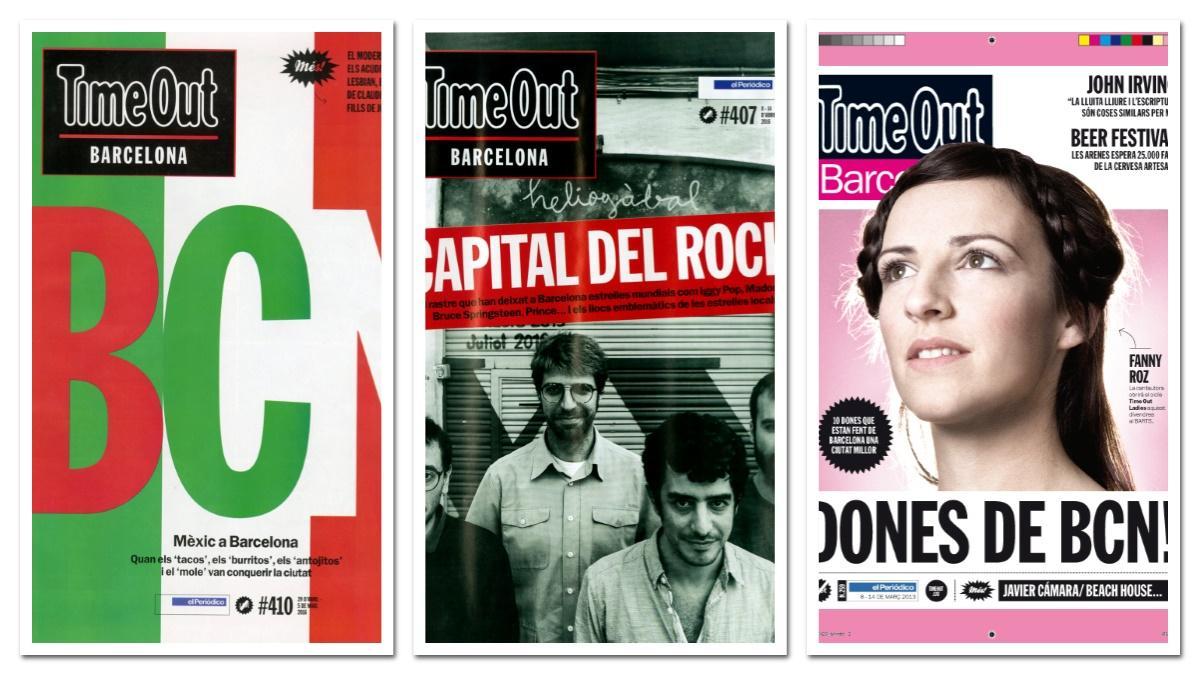 Tres portadas de la revista 'Time Out'.