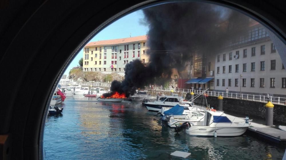 Dos heridos al explotar una lancha en el puerto de Llanes