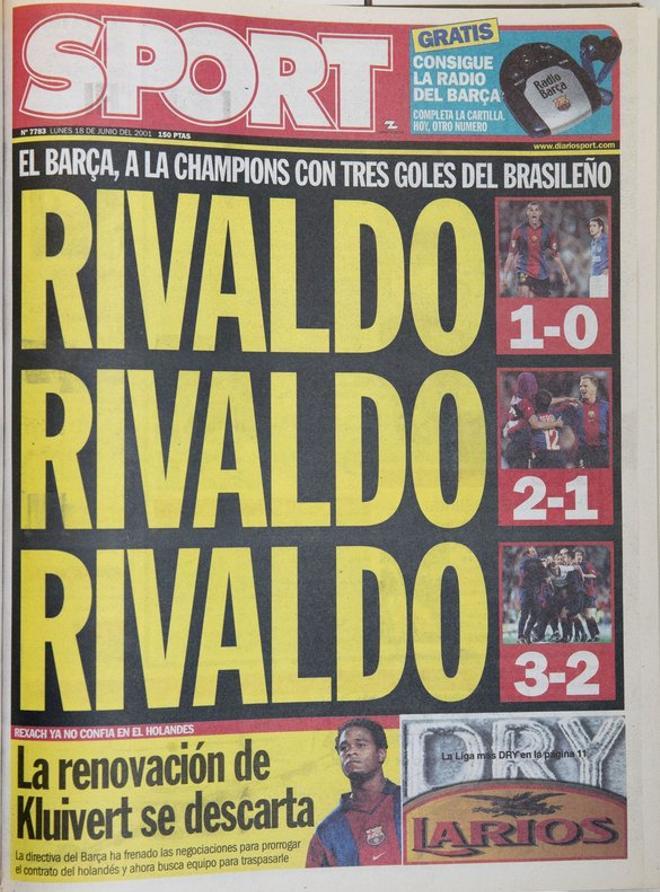 2001 - El Barcelona sentencia su pase en Champions con un mítico hat-trick de Rivaldo