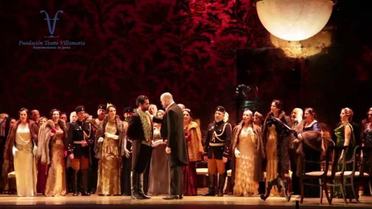Un momento de la representación de la ópera &#039;Lucia de Lammermoor&#039; cuya producción escénica recae en el Teatro Villamarta de Jerez.