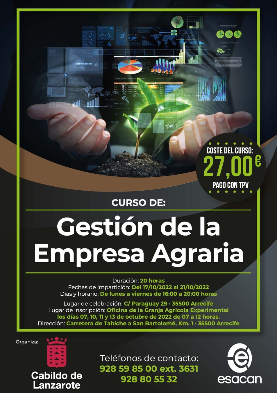 Cartel del curso de agricultura.