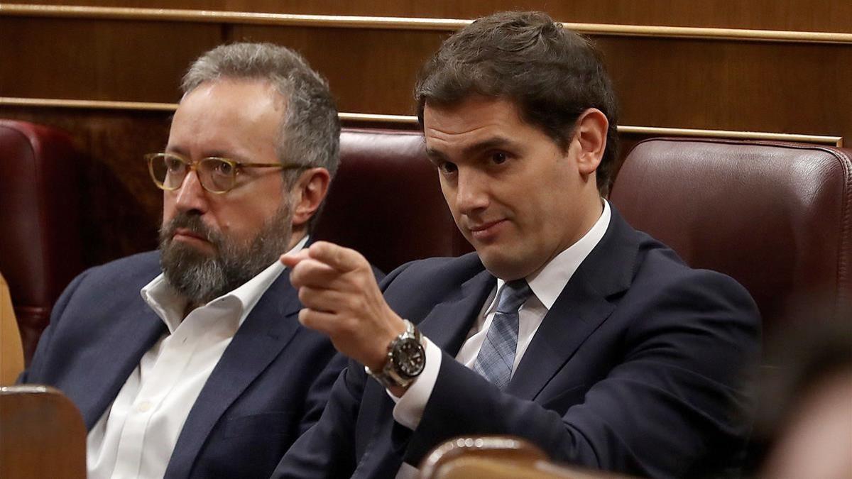 Albert Rivera durante la segunda jornada de la moción.