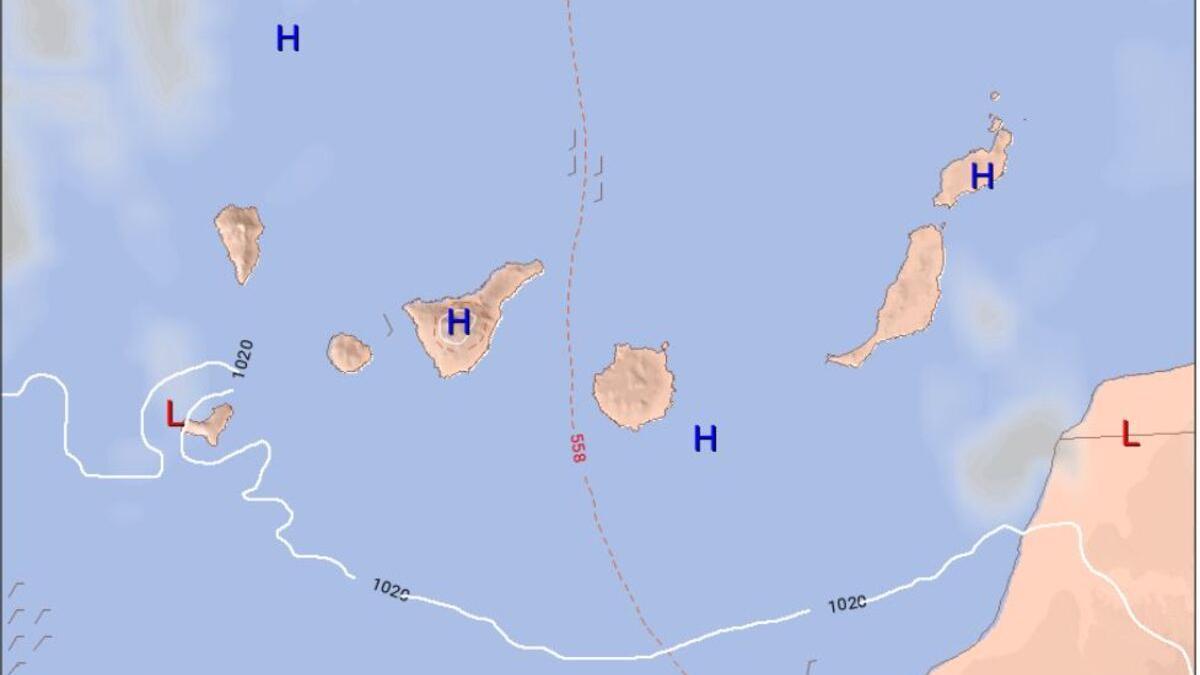 Mapa con la predicción del tiempo para este lunes en Tenerife.