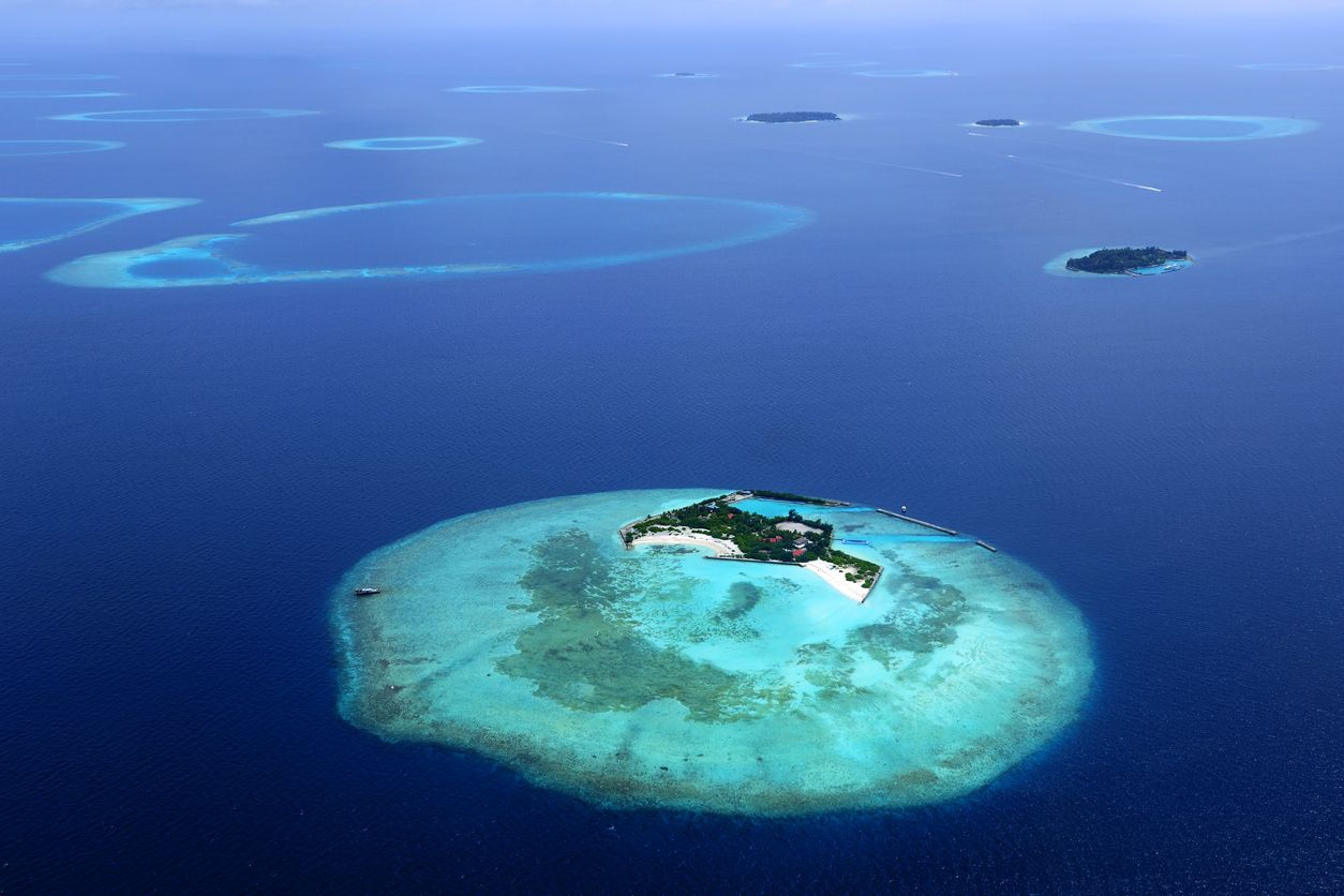 Vista aérea de las Maldivas.
