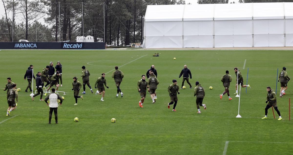 El entrenamiento del Celta, ayer en Afouteza