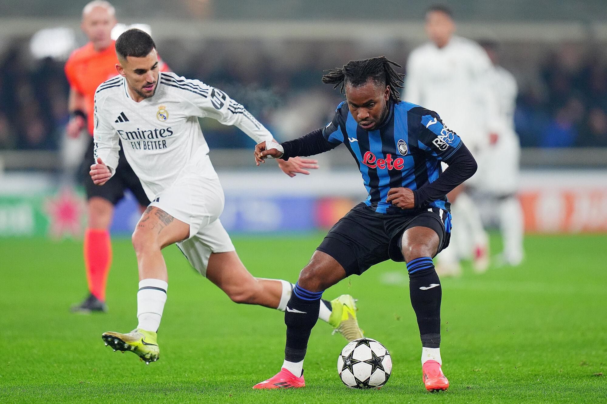 Atalanta’s Ademola Lookman during the Uefa Champions League soccer match between Atalanta and Real Madrid  a at the Gewiss Stadium in Bergamo, north Italy - Tuesday , December  10  , 2024. Sport - Soccer . (Photo by Spada/LaPresse)