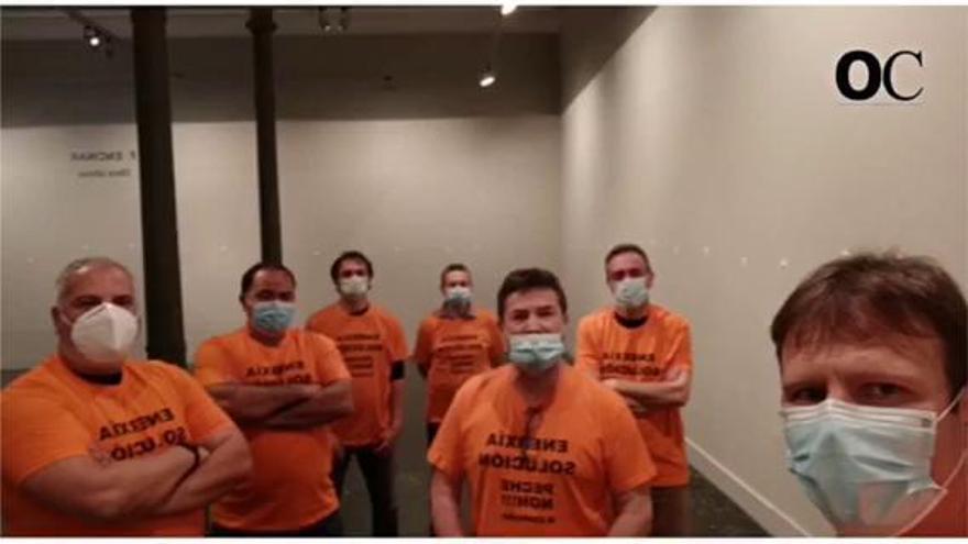 Encierro de trabajadores de Alu Ibérica en María Pita