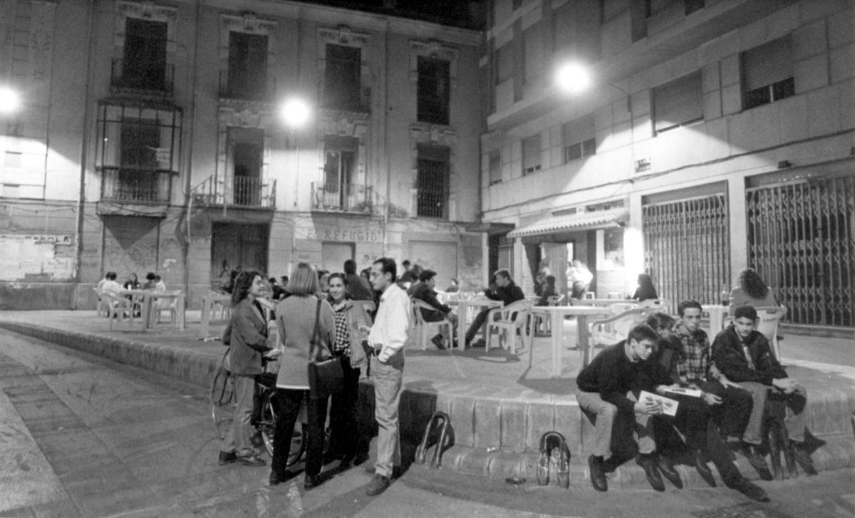 Plaza de las Balsas, donde estaba Refugio, en 1985.