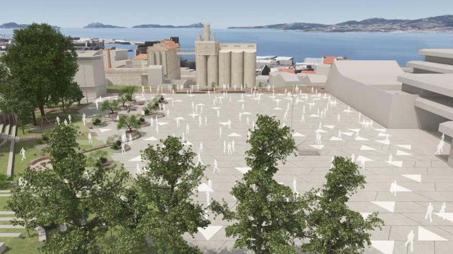 La nueva Praza do Rei: mirador a la ría con tumbonas, arbolado y gradas para eventos