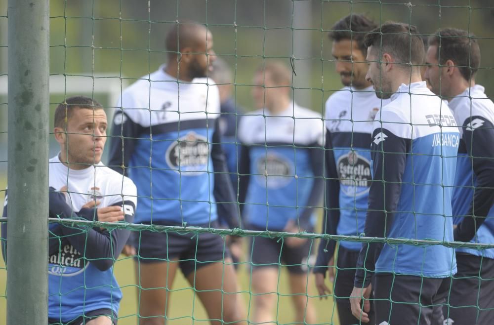 Sesión del Dépor antes del duelo ante el Getafe