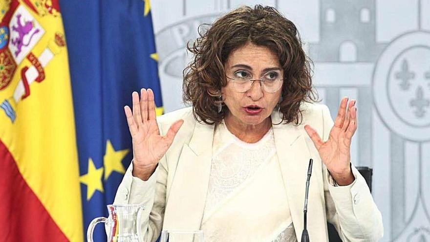 La ministra d&#039;Hisenda, María Jesús Montero, a la roda de premsa d&#039;ahir