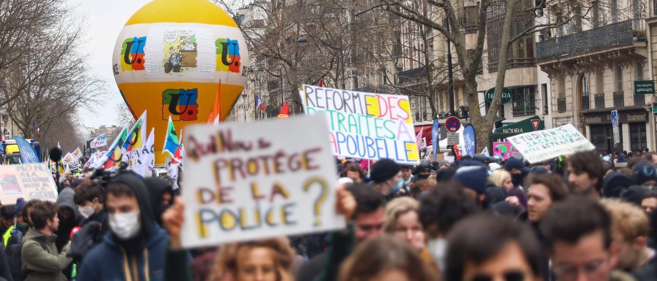 Una manifestación en París durante la jornada de protestas en Francia.