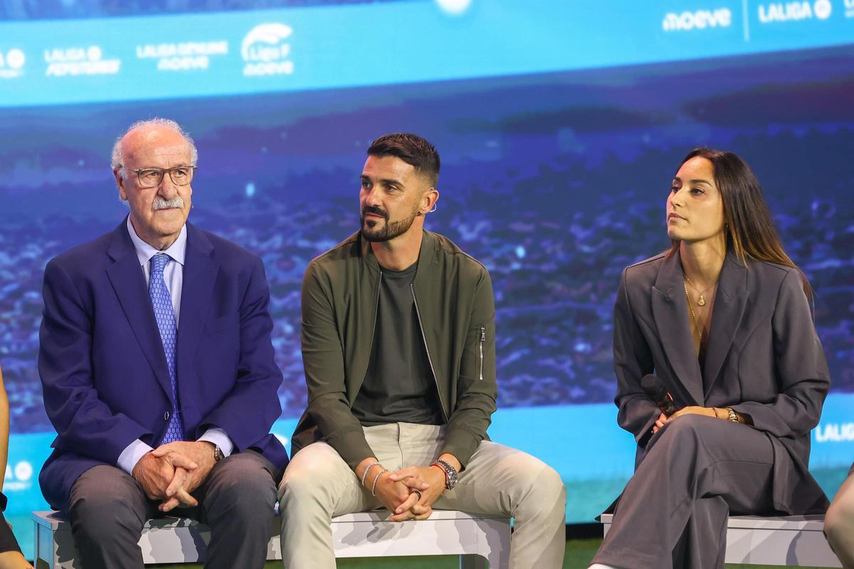 Vicente del Bosque, durante el acto de presentación del acuerdo de patrocinio con Moeve y LaLiga.