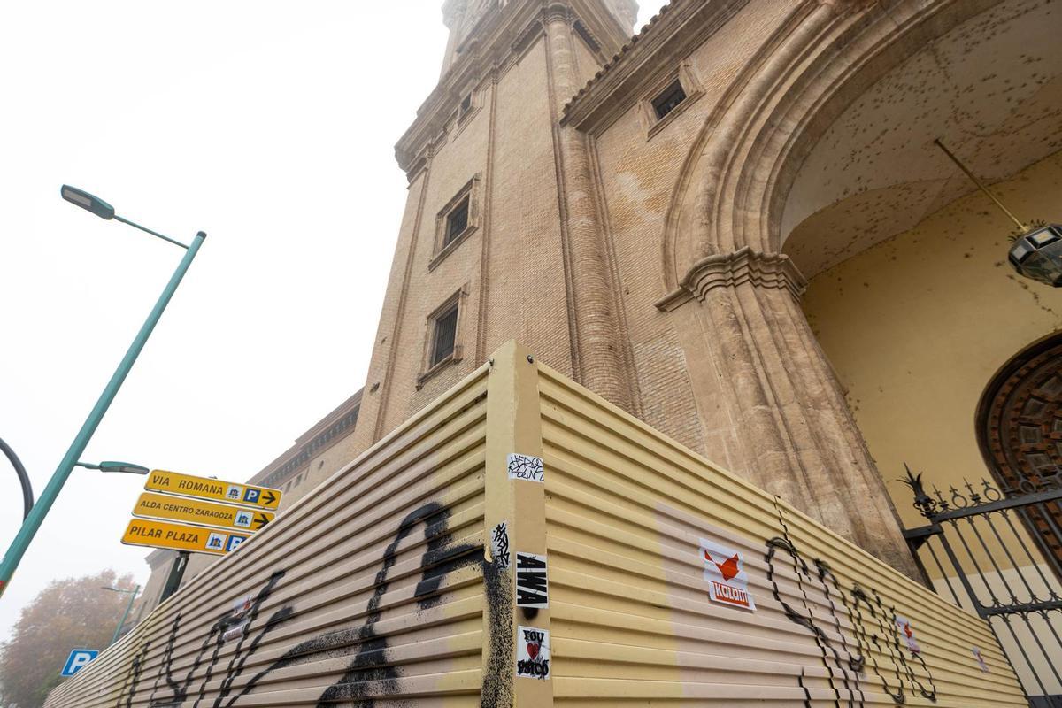 Torre en la que se intervendrá en 2026 en la basílica del Pilar.
