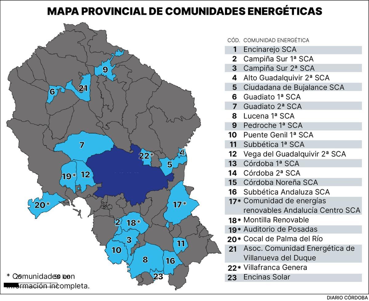 Mapa provincial de las comunidades energéticas 2024.